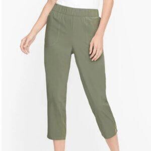 T by Talbots Sage Olive Green Cropped Cinched Ankle Pants 2Xp